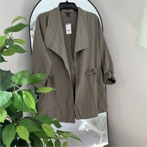VERSONA olive green faux suede collared
canvas jacket size s